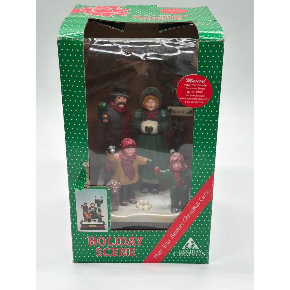 Holiday Creations Musical Lighted Christmas Holiday Scene Dickens Family Vintage
